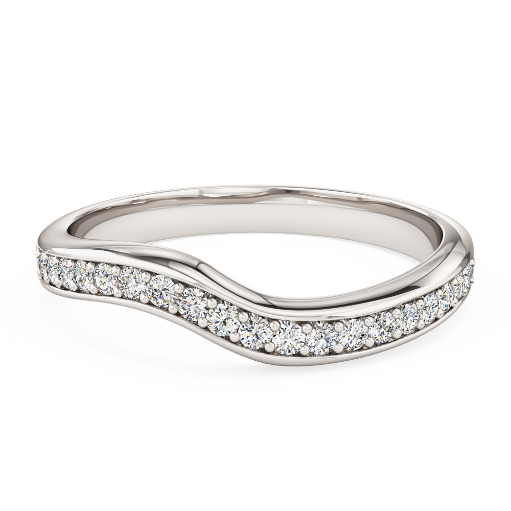 A made to match diamond set shaped wedding/eternity ring in 18ct white gold