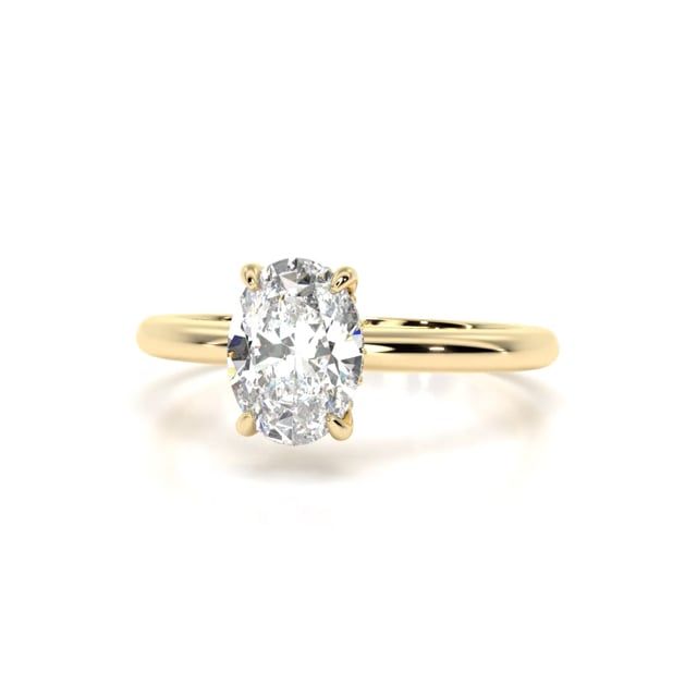 Video - A beautiful lab grown oval cut diamond hidden halo in 18ct yellow gold