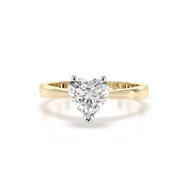 Video - A charming heart-shaped solitaire diamond ring in 18ct yellow & white gold