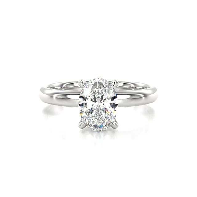 Video - A beautiful lab grown oval cut diamond ring with a hidden halo in 18ct white gold