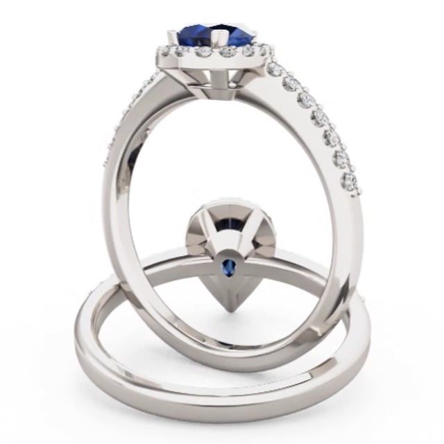Video - A stunning pear shaped sapphire and diamond halo with shoulder stones in 18ct white gold