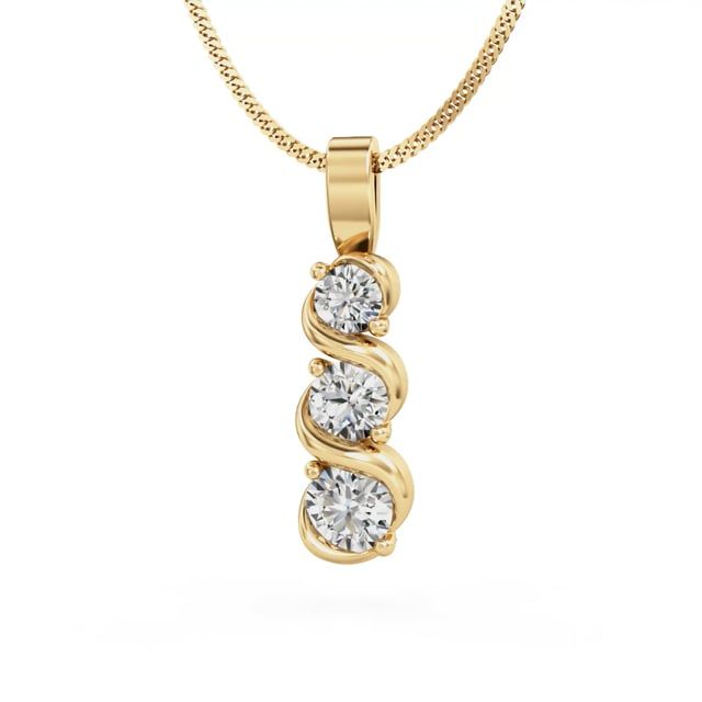 Video - A beautiful trilogy three stone diamond pendant in 18ct yellow gold