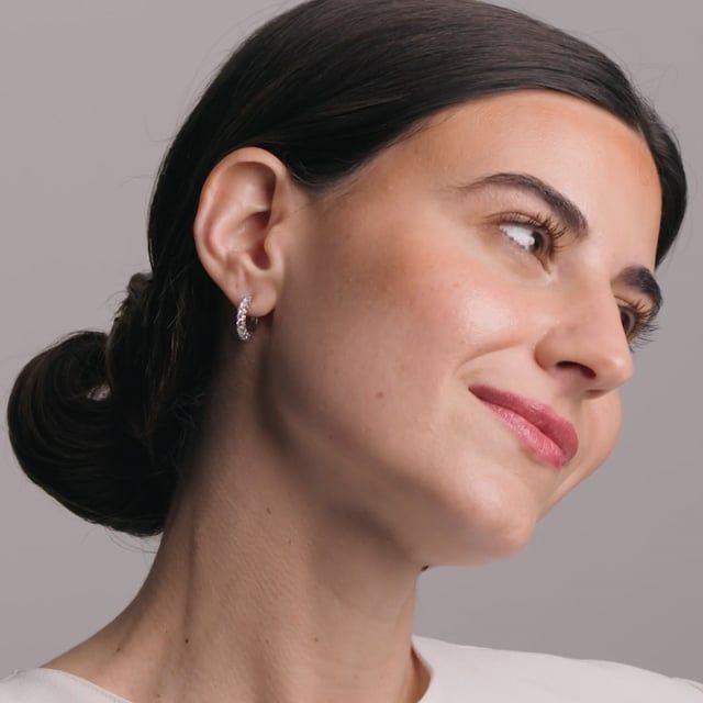 Video - A beautiful pair of brilliant cut lab grown diamond huggie earrings in 18ct white gold