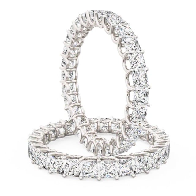A stunning princess cut lab grown diamond full set eternity/wedding ring in 18ct white gold