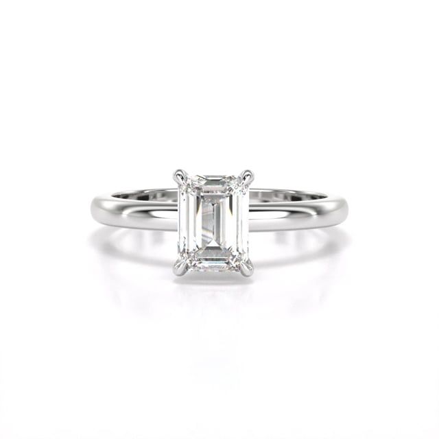 Video - A classic emerald cut solitaire lab grown diamond ring in 18ct white gold