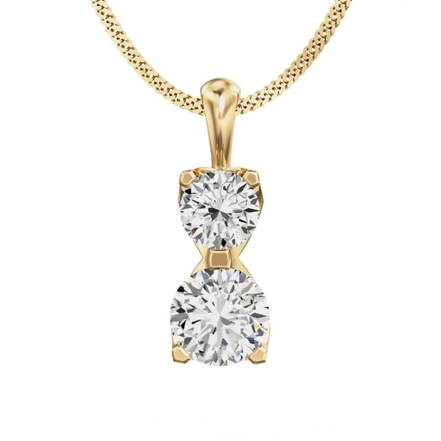 Video - A beautiful two stone lab grown diamond pendant in 18ct yellow gold
