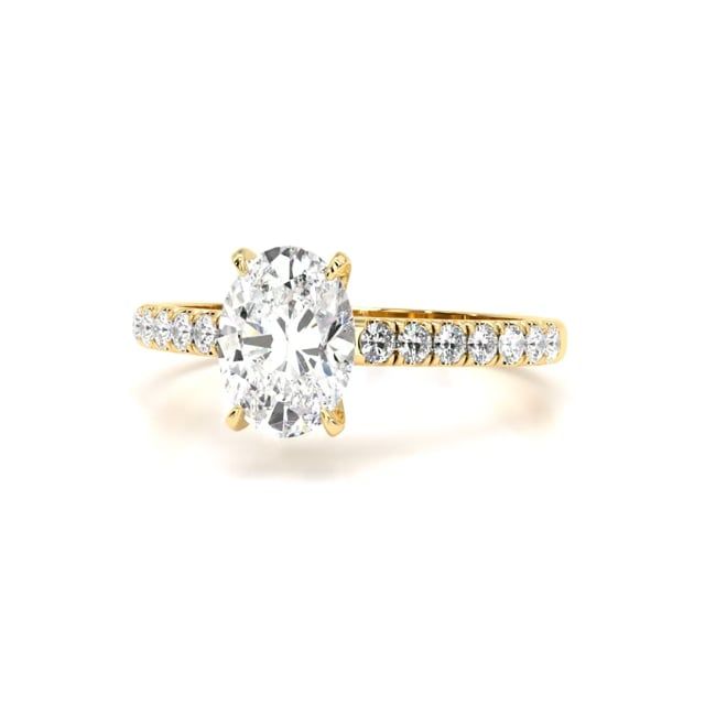 Video - A stunning oval cut diamond ring with shoulder stones in 18ct yellow gold