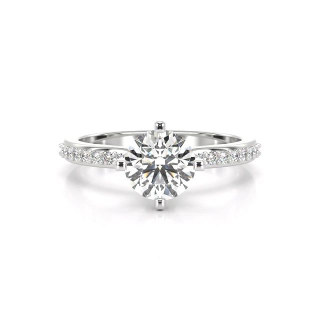 Video - A marvellous lab grown round brilliant cut diamond ring with shoulder stones in 18ct white gold