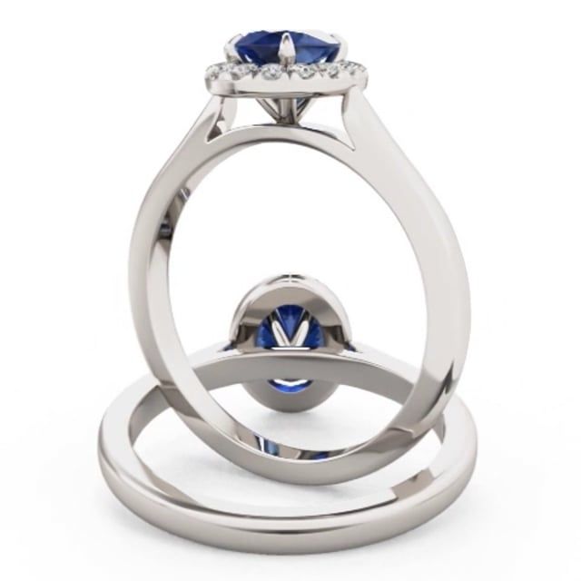 Video - A beautiful sapphire & diamond halo cluster ring in 18ct white gold