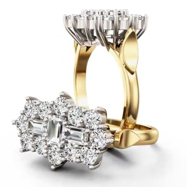 Video - A beautiful baguette and round brilliant cut diamond ring in 18ct yellow & white gold