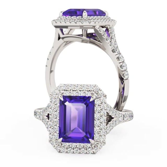 Video - A stunning amethyst and diamond double halo set in 18ct white gold
