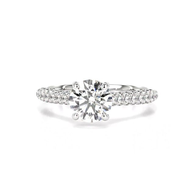 Video - A remarkable round brilliant cut lab grown diamond ring with shoulder stones in 18ct white gold