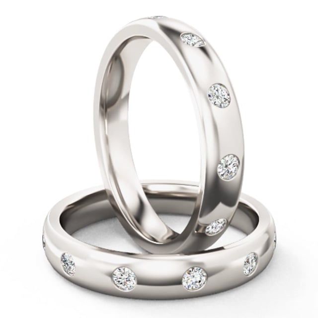 Video - A gorgeous full set brilliant cut diamond courted ladies wedding ring in 18ct white gold