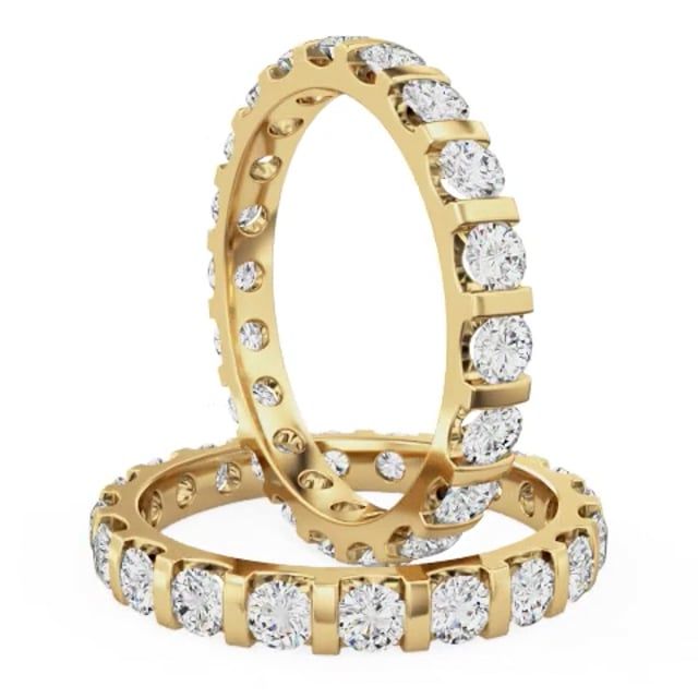 Video - A stunning round brilliant cut lab grown diamond full set eternity/wedding ring in 18ct yellow gold