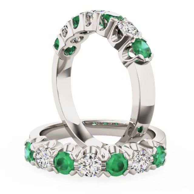 Video - An elegant emerald & diamond seven stone eternity ring in 18ct white gold