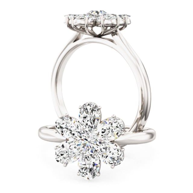 Video - A beautiful oval and brilliant cut lab grown cluster diamond ring in 18ct white gold
