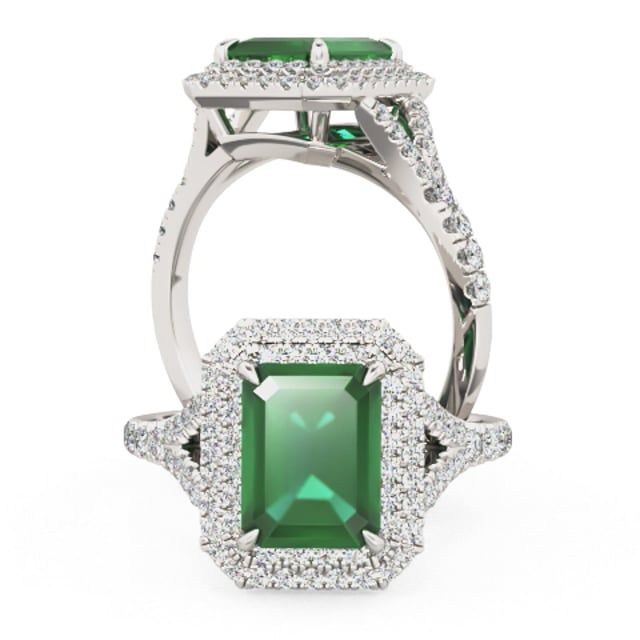 Video - A stunning emerald and diamond double halo set in platinum