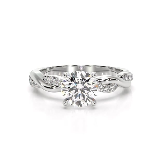 unknown – An outstanding round brilliant cut lab grown diamond ring with shoulder stones in 18ct white gold