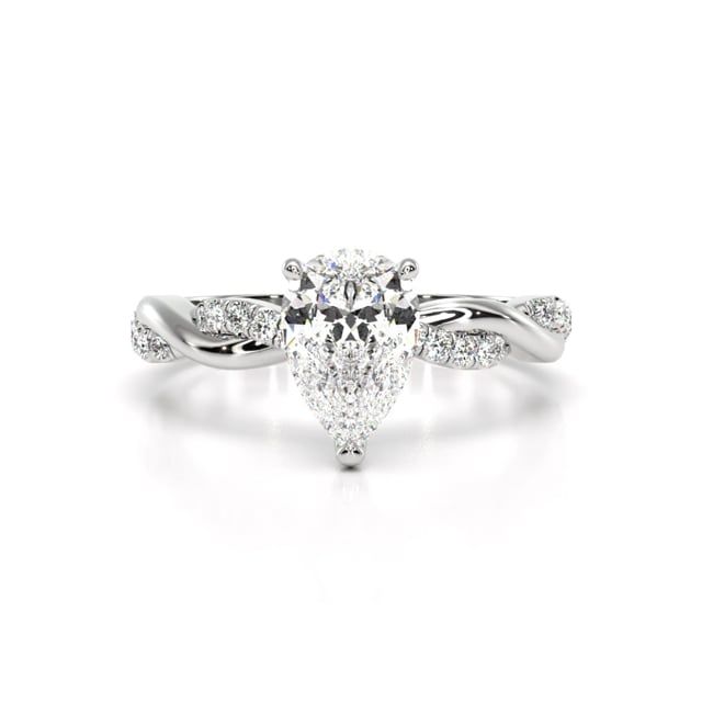 Video - A stunning lab grown pear shape diamond ring with shoulder stones in platinum