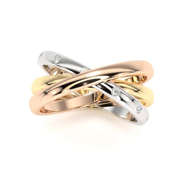 Video - An amazing three colour ladies diamond set trilogy wedding band.18ct white gold