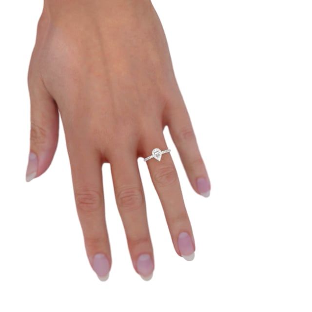 unknown – An amazing pear shaped diamond halo with shoulder stones in 18ct white gold