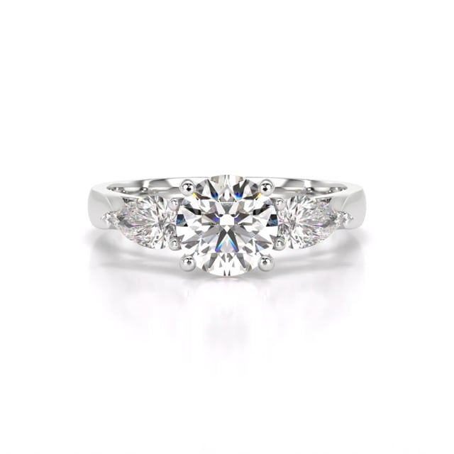 Video - A gorgeous lab grown brilliant cut and pear shaped diamond ring in 18ct white gold