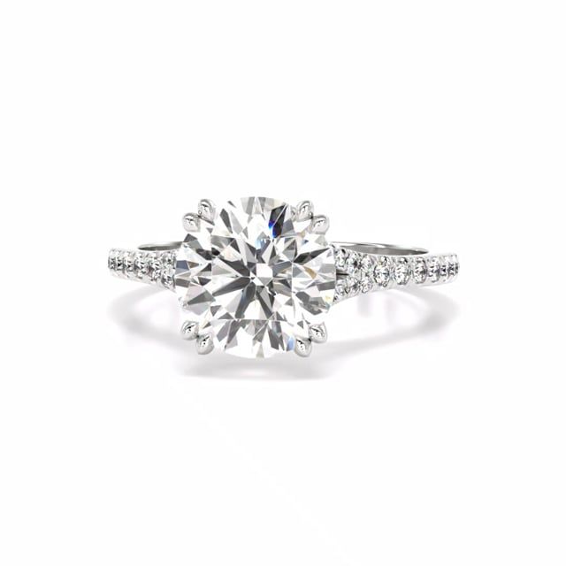 Video - An exquisite round brilliant cut lab grown diamond ring with shoulder stones in platinum