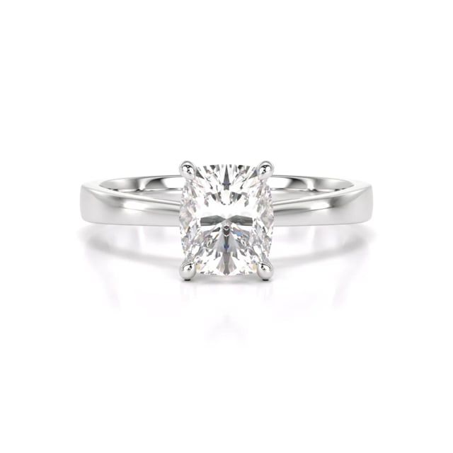 Video - A beautiful lab grown elongated cushion cut solitaire diamond ring in 18ct white gold