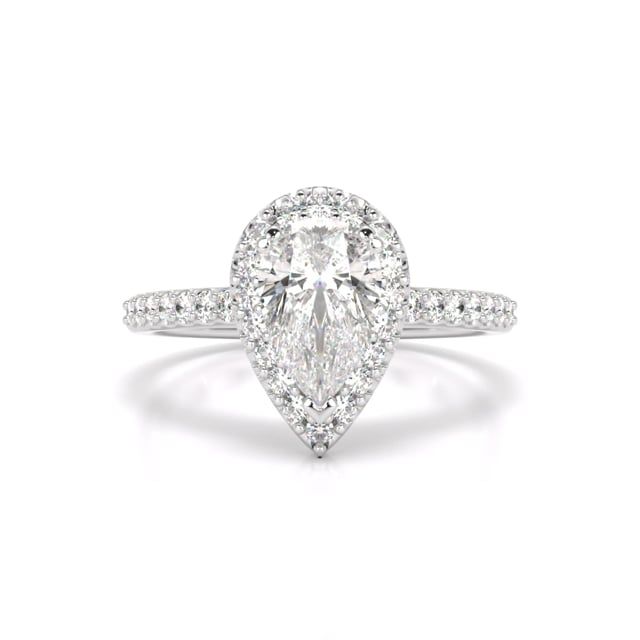 unknown – An amazing lab grown pear shaped diamond halo with shoulder stones in 18ct white gold