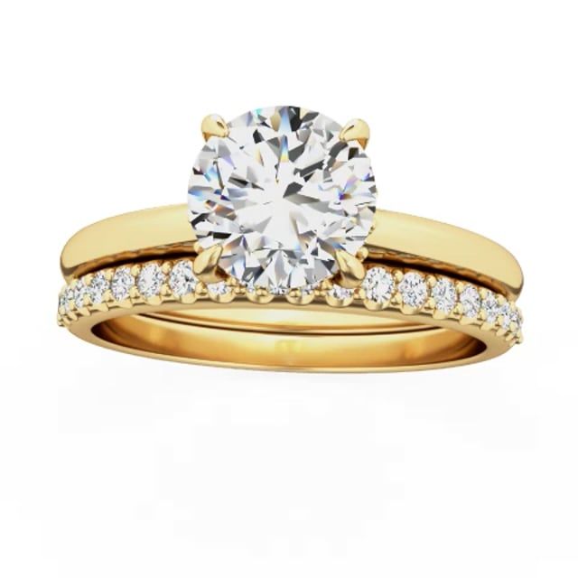 unknown – A beautiful lab grown round brilliant cut diamond hidden halo in 18ct yellow gold (In stock)