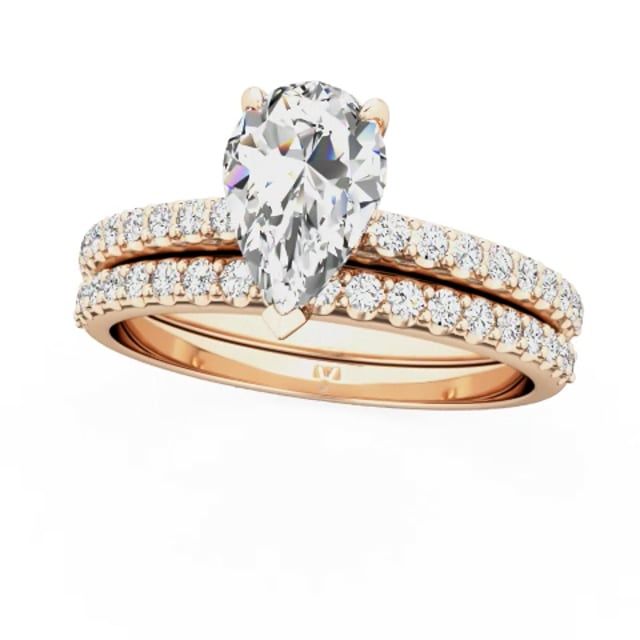 unknown – A beautiful lab grown diamond pear shaped hidden halo with shoulder stones in 18ct rose gold