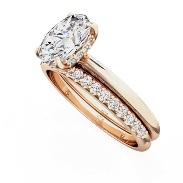 unknown – A beautiful lab grown oval cut diamond hidden halo in 18ct rose gold