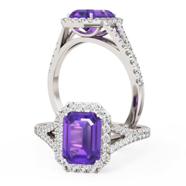 Video - A stunning amethyst and diamond halo in platinum