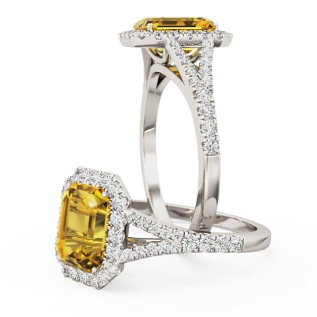 Video - An amazing golden citrine and diamond halo in platinum