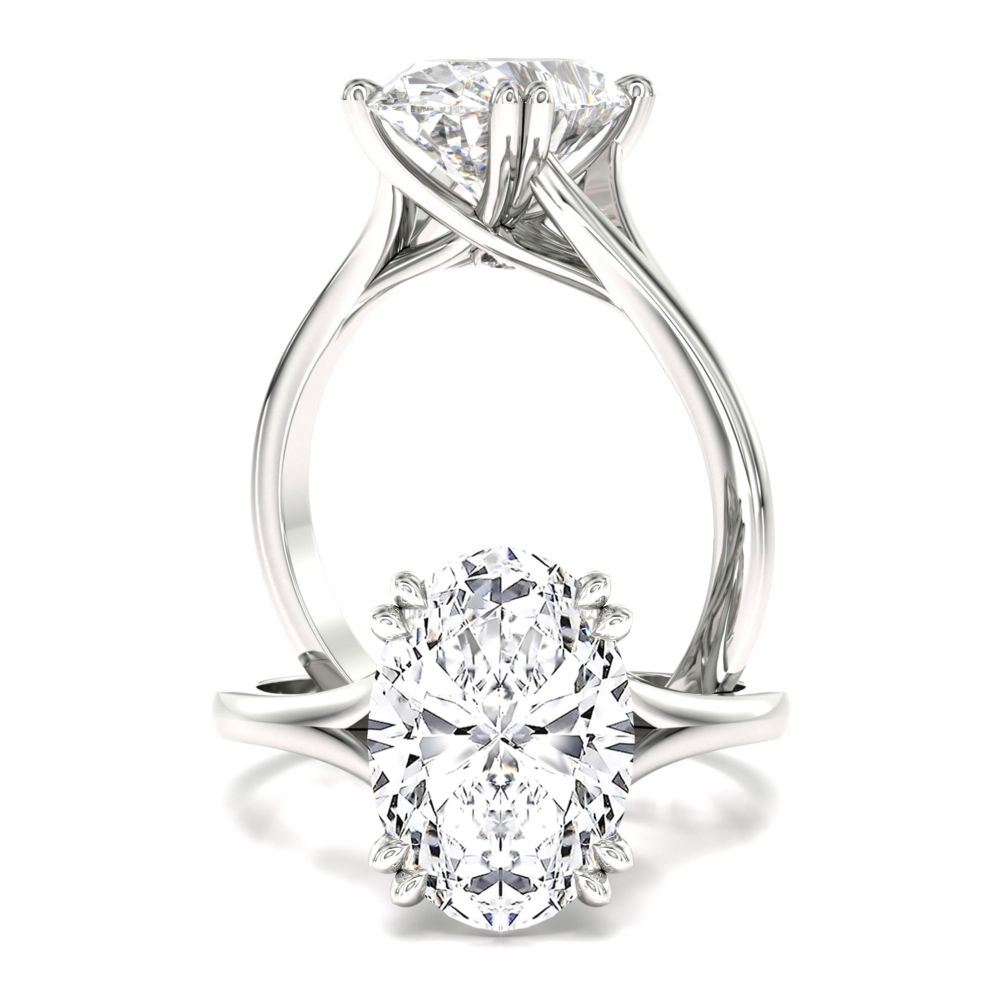 unknown – A delightful oval cut lab grown diamond ring in 18ct white gold