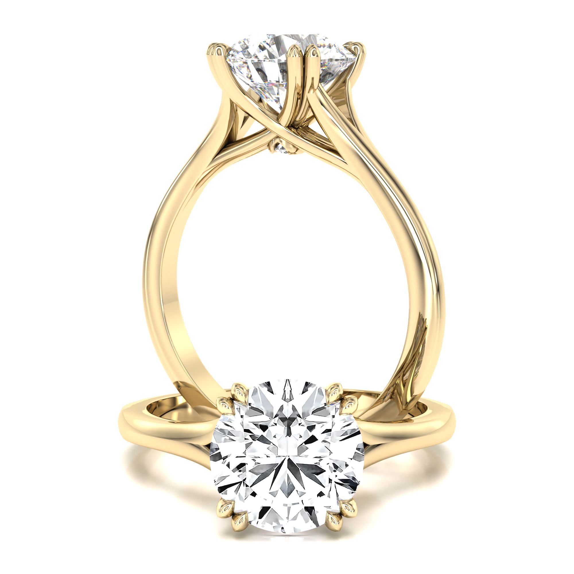 unknown – A beautiful round brilliant cut lab grown diamond ring in 18ct yellow gold
