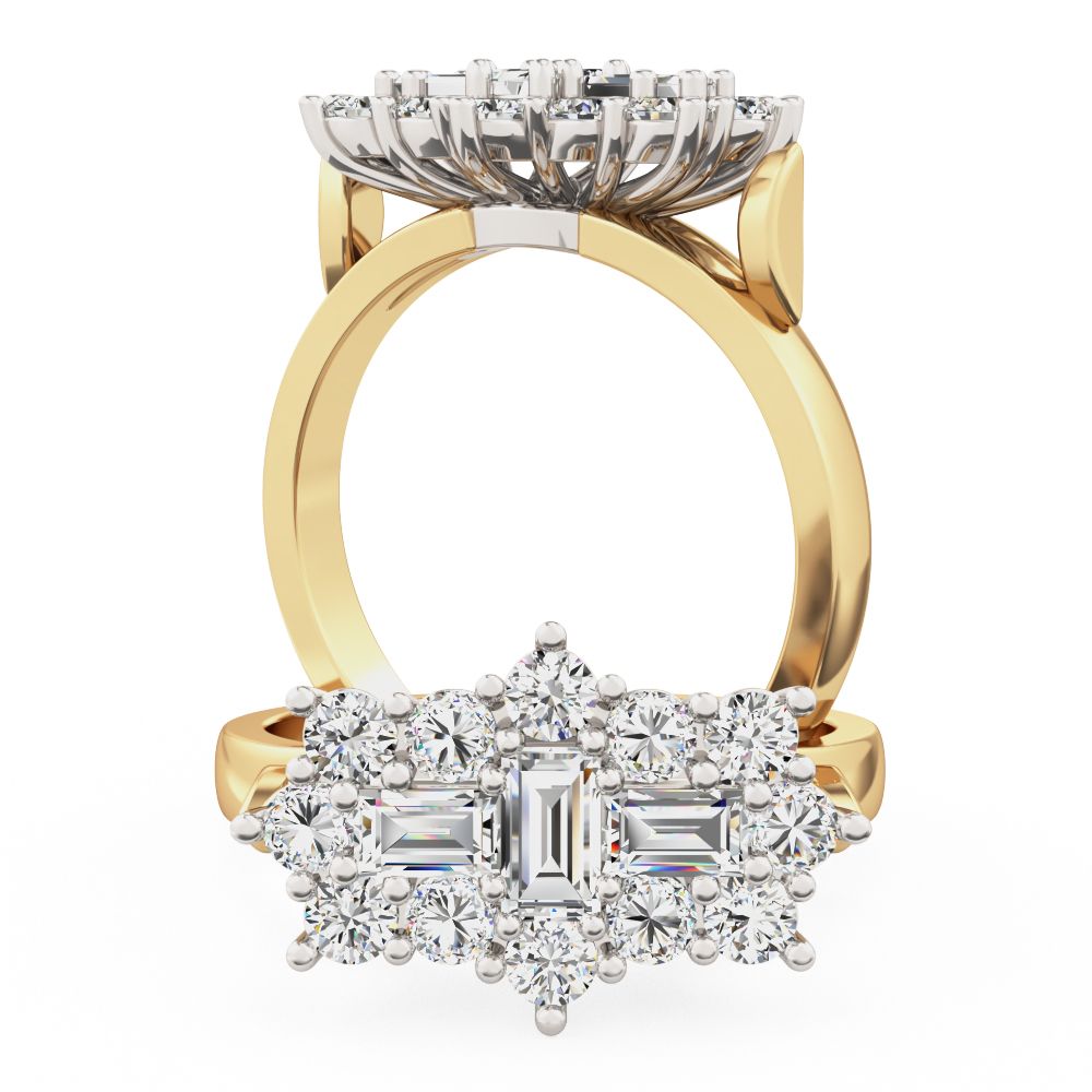 unknown – A beautiful baguette and round brilliant cut diamond ring in 18ct yellow & white gold