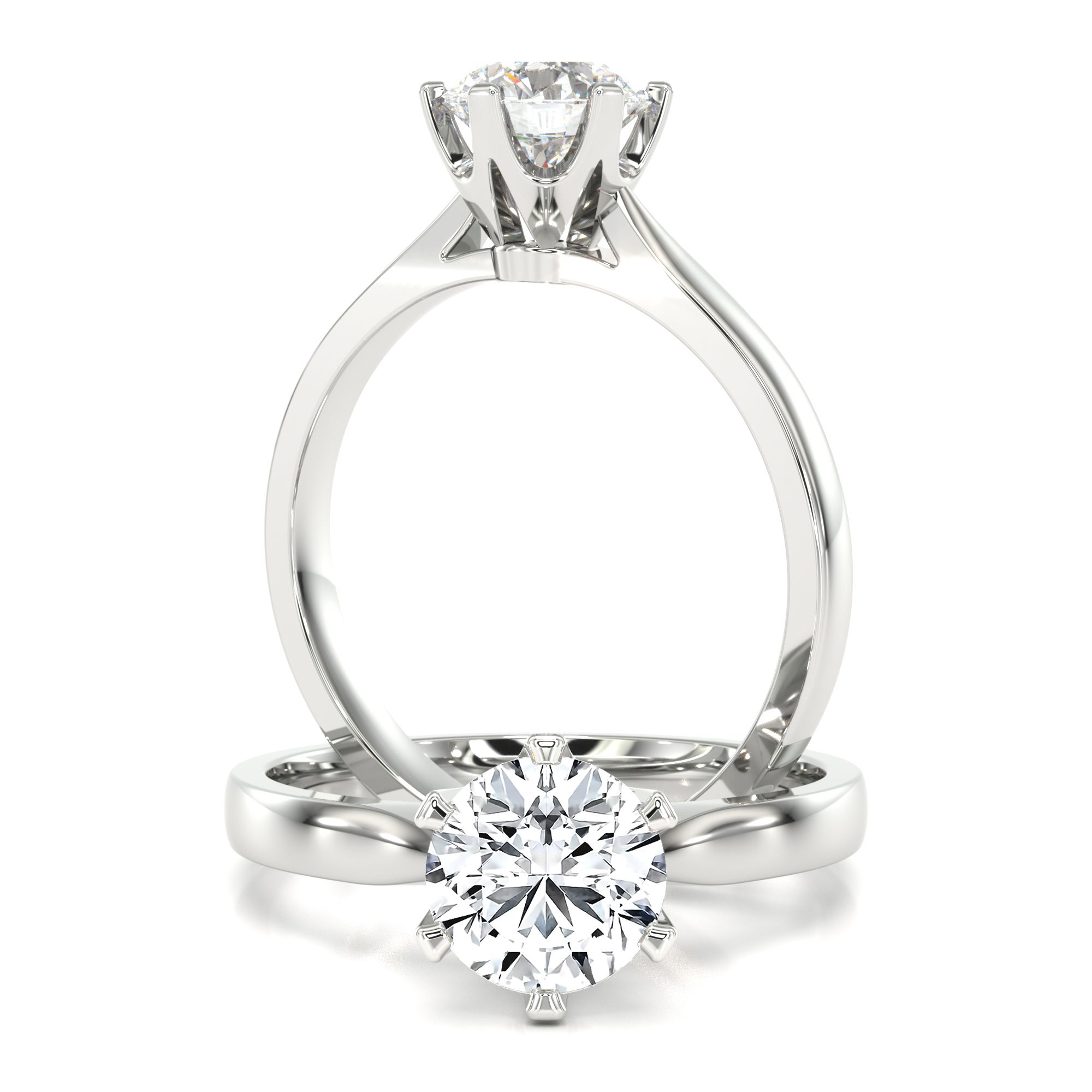 unknown – A classic round brilliant cut solitaire diamond ring in 9ct white gold