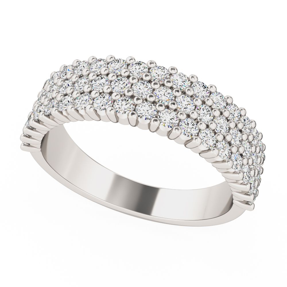unknown – A dazzling three row round brilliant cut diamond ring in 18ct white gold