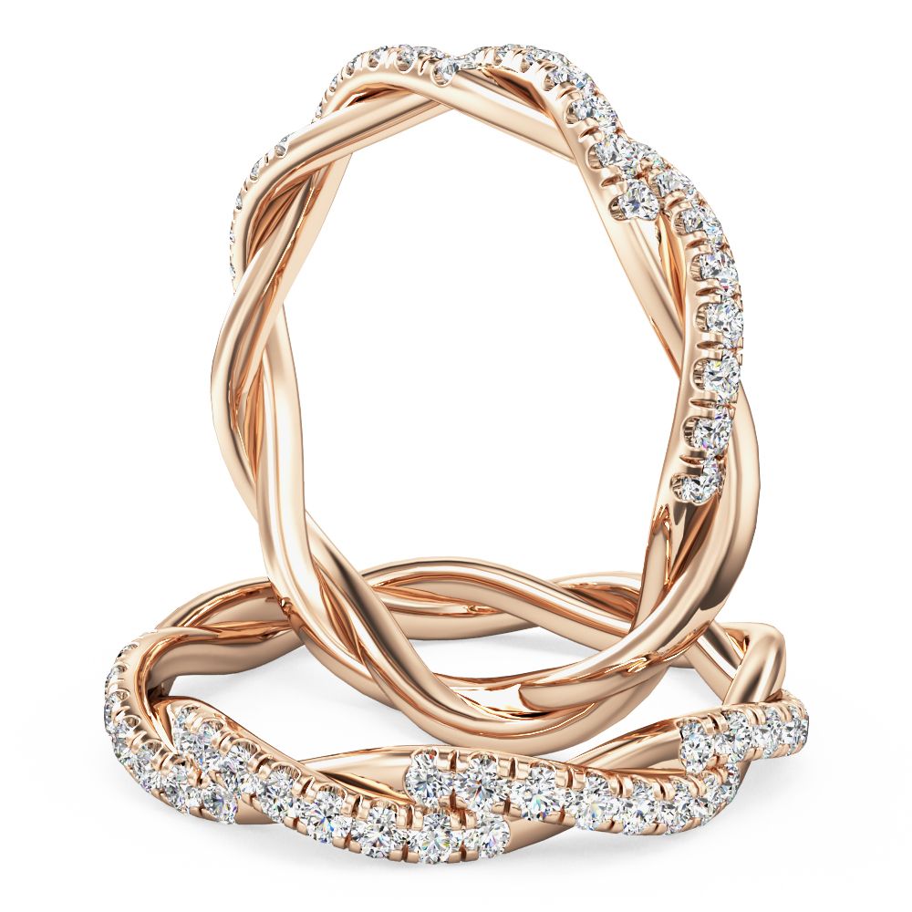 unknown – A timeless ladies plaited diamond eternity/wedding band in 18ct rose gold
