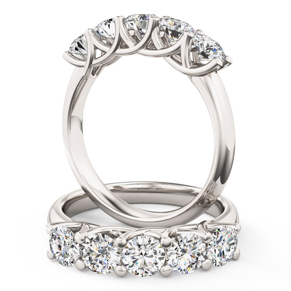 unknown – A beautiful round brilliant cut five stone lab grown diamond ring in platinum