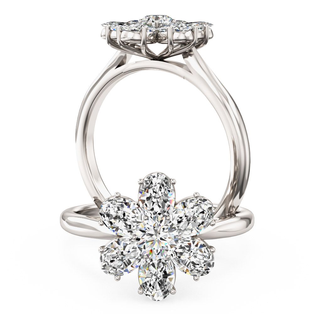 unknown – A beautiful oval and brilliant cut lab grown cluster diamond ring in 18ct white gold