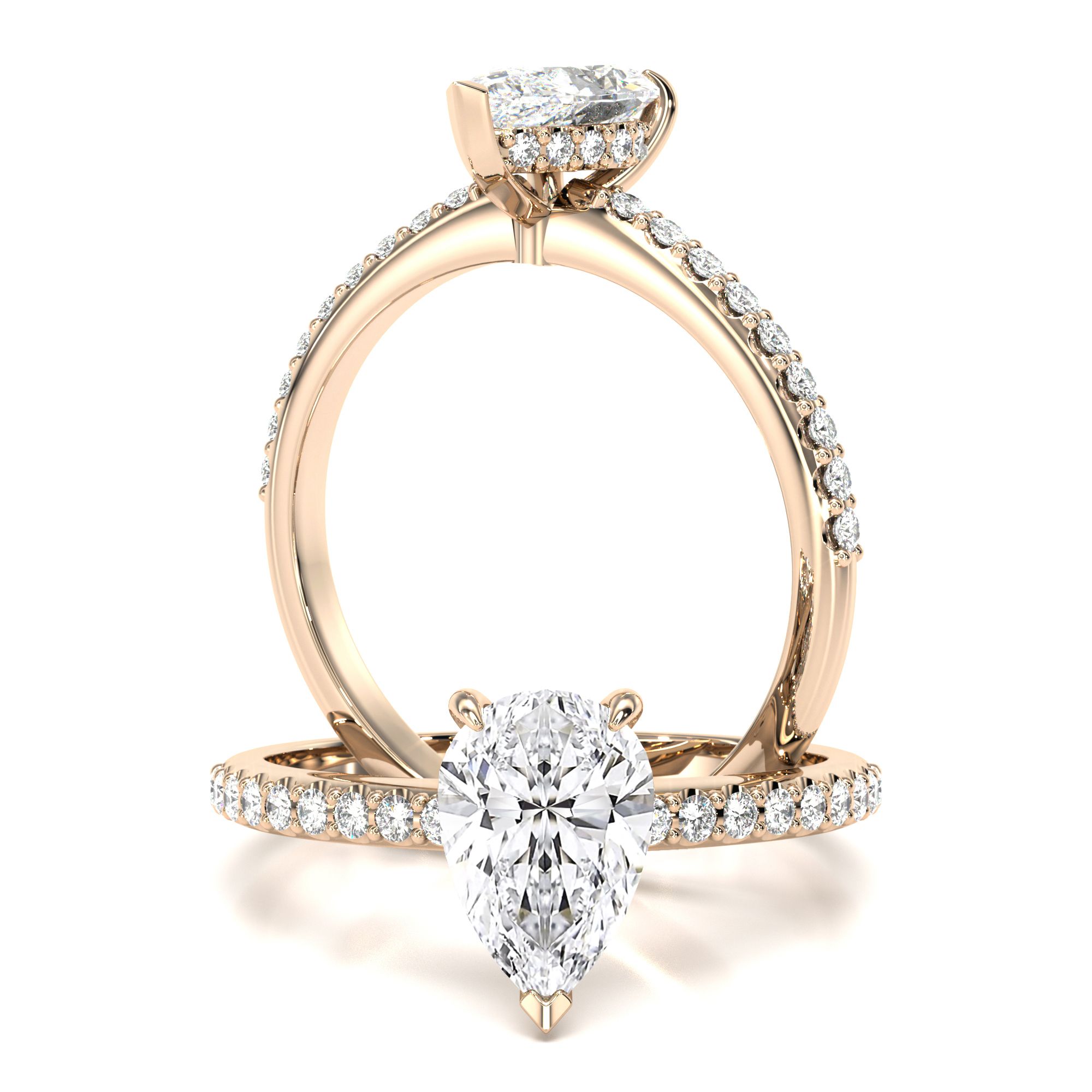 unknown – A beautiful lab grown diamond pear shaped hidden halo with shoulder stones in 18ct rose gold