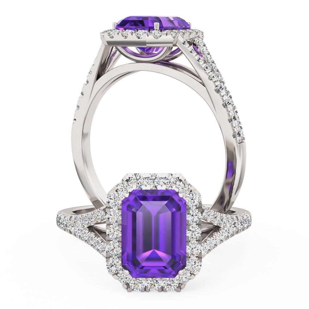 unknown – A stunning amethyst and diamond halo in platinum
