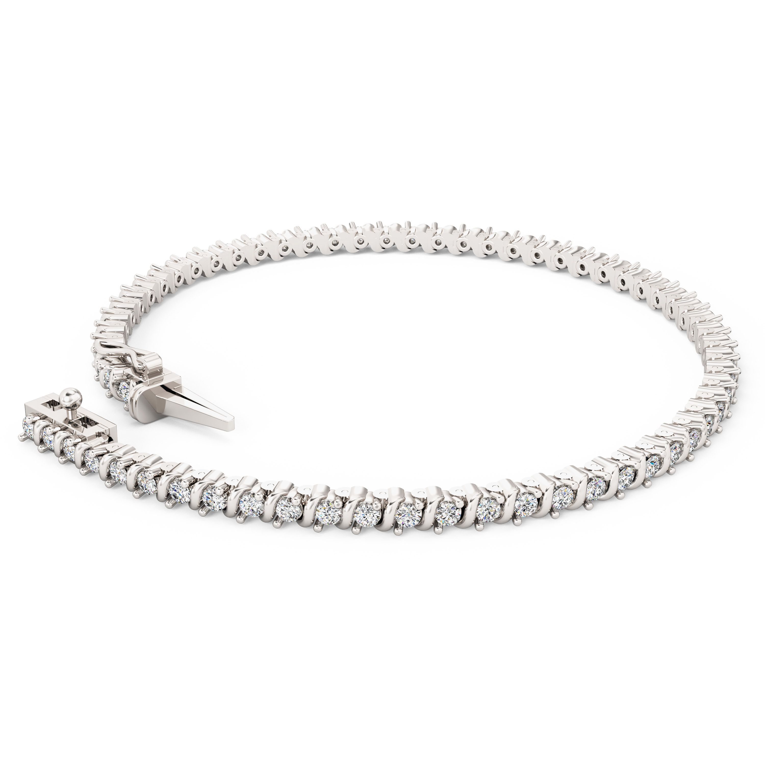 Product image – An amazing round brilliant cut diamond tennis bracelet in 9ct white gold