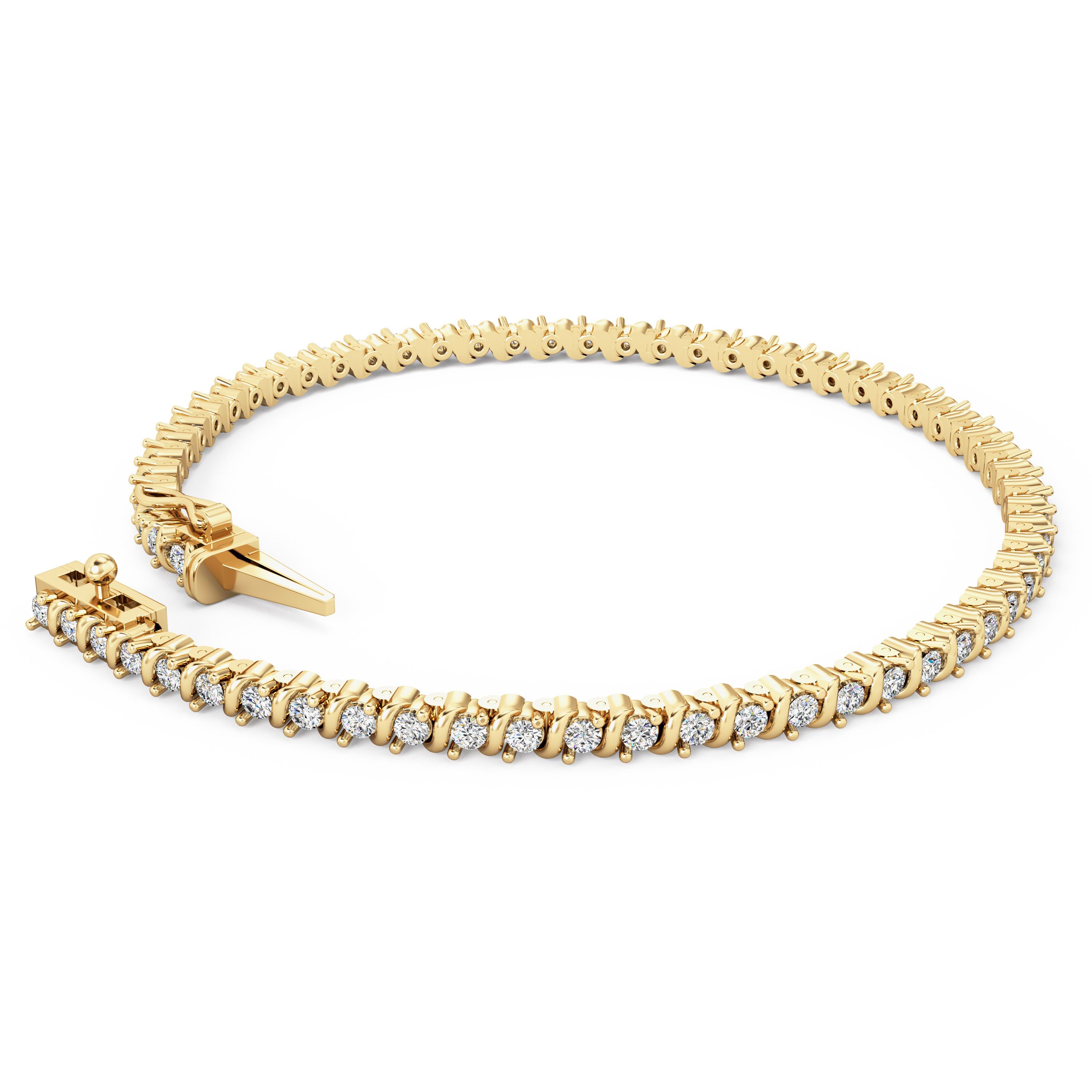 Product image – An amazing round brilliant cut diamond tennis bracelet in 9ct yellow gold