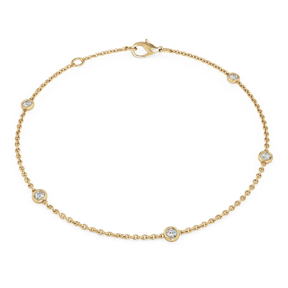A beautiful round brilliant cut lab grown diamond bracelet in 18ct yellow gold
