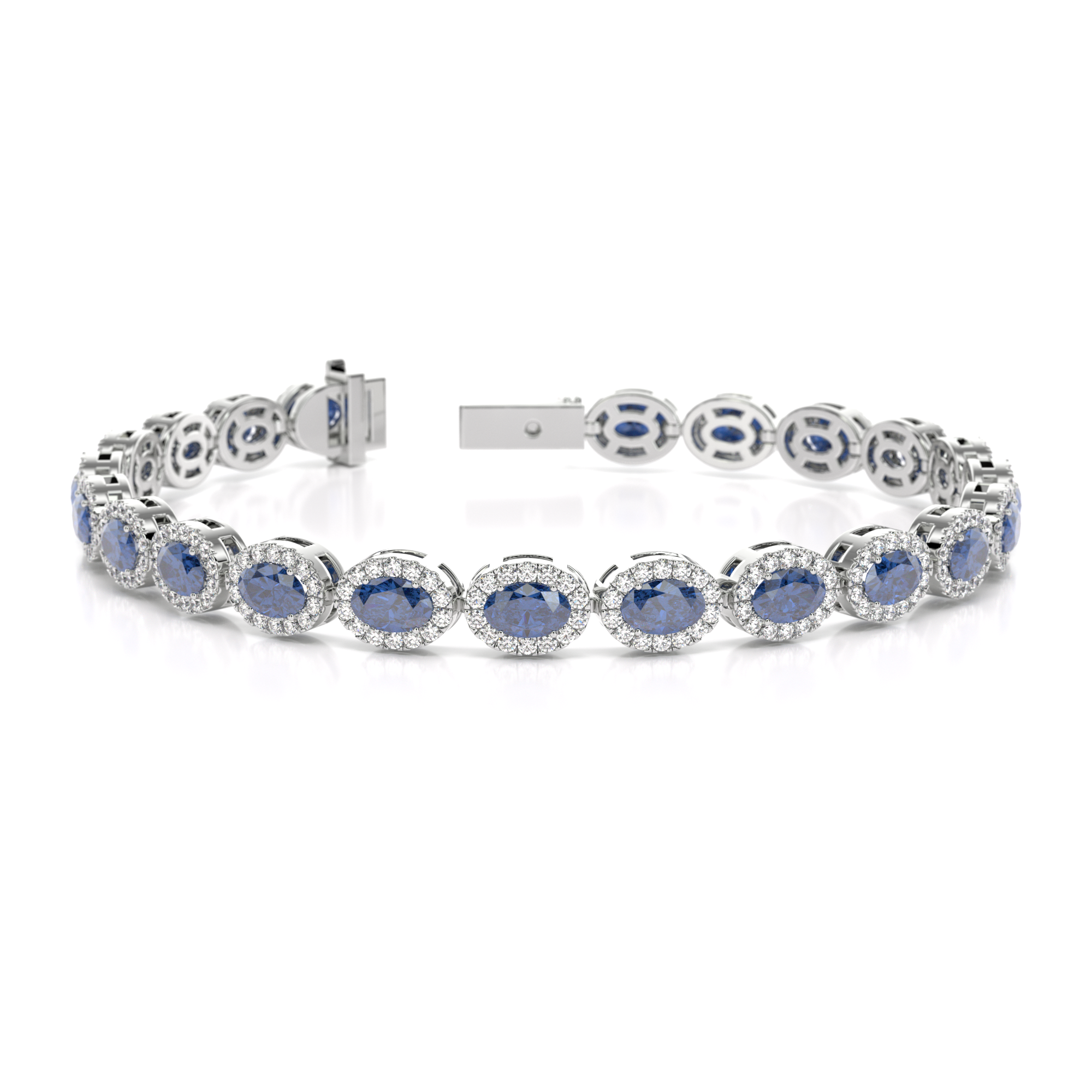 Product image – A dazzling sapphire and diamond bracelet in 18ct white gold (In stock)