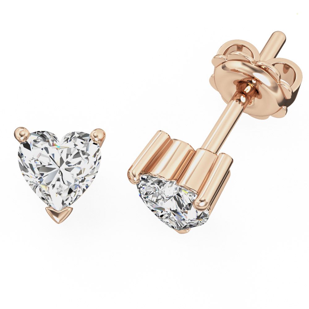 A timeless pair of Heart shaped diamond earrings in 18ct rose gold