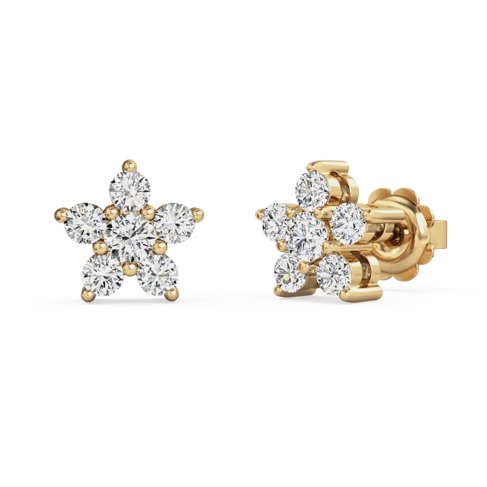 Product image – A beautiful pair of diamond cluster earrings in 18ct yellow gold
